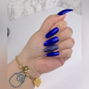 Midnight lagoon || Press on nails blue glitter